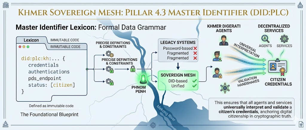 Khmer Sovereign Mesh: Pillar 4.3 Master Identifier (DID:PLC) Schematic